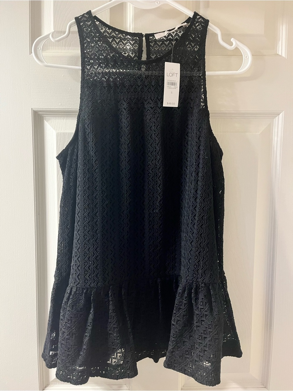 ann taylor LOFT women’s black lace peplum sleeveless top NWT